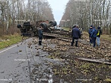 Между Дмитриевским и Железногорским районом перевернулся свекловоз
