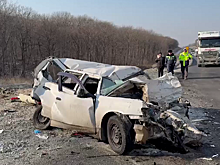 В Приморье на видео попало, как фура протаранила Nissan