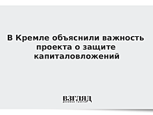 Песков назвал законопроект о защите и поощрении капиталовложений важным для развития РФ