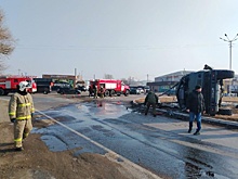 В Приморском крае из-за опрокидывания бензовоза произошел розлив топлива