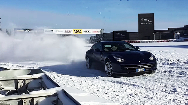 Ferrari GTC4 Lusso выехал на заснеженный Нюрбургринг