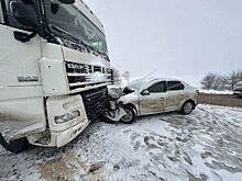 Автомобиль «Рено» въехал в стоящую фуру на дороге «Воткинск-Чайковский»