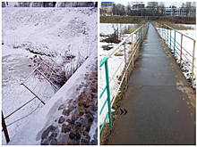 После публикации на ТИА ограждение моста через реку Лазурь починили