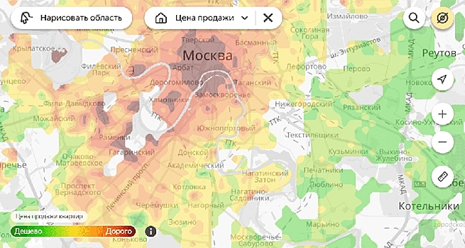 «Яндекс.Недвижимость» запустил «тепловые карты» цен на жилье