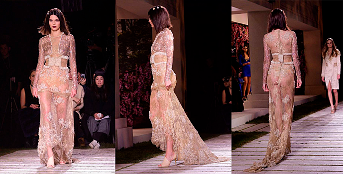 Кендалл Дженнер вышла на подиум без нижнего белья