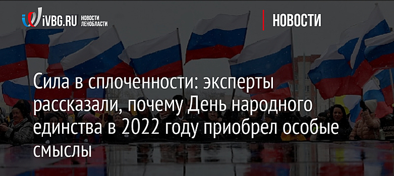 Сила в сплоченности: эксперты рассказали, почему День народного единства в 2022 году приобрел особые смыслы