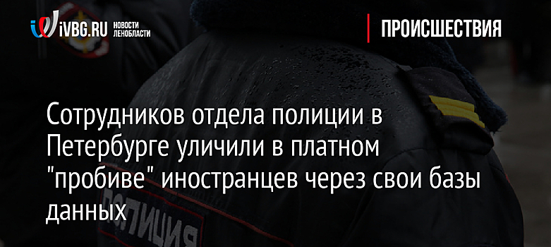 Сотрудников отдела полиции в Петербурге уличили в платном "пробиве" иностранцев через свои базы данных