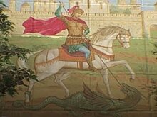 Панно с изображением Георгия Победоносца в технике граффити украсило улицу в Тамбове