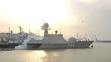 Опубликованы кадры выхода кораблей Каспийской флотилии в Иран на АрМИ