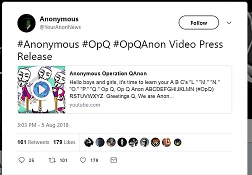 Anonymous объявляют войну теории заговора QAnon