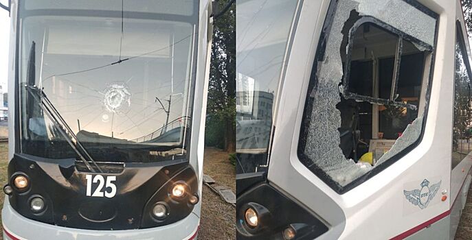 В Ростове вандалы побили окна в новом трамвае