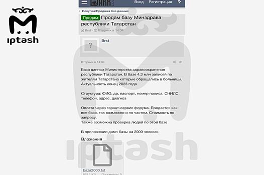 В минздраве Татарстана сообщили, что данные о пациентах одной из больниц утекли в сеть