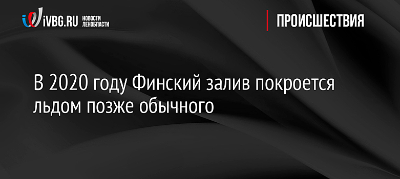 В 2020 году Финский залив покроется льдом позже обычного