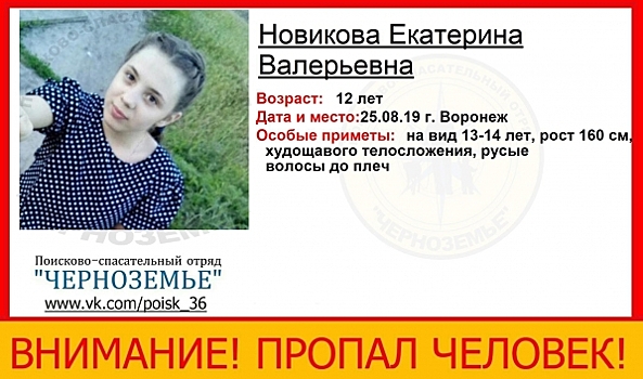 В Воронеже пропала без вести 12-летняя девочка