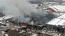 Появились кадры полностью сгоревшего магазина OBI с высоты птичьего полета