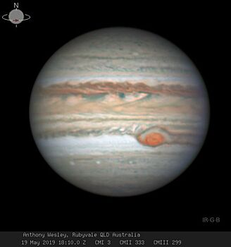 Снимок: Астрономы-любители замечают «лопасти» у Большого красного пятна Юпитера