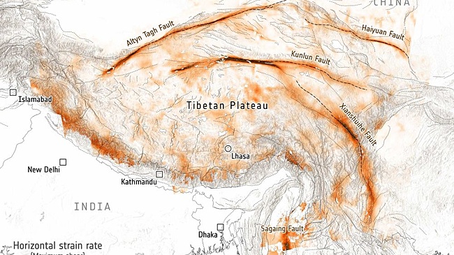 Спутниковые снимки показали, что Тибет "утекает" на восток