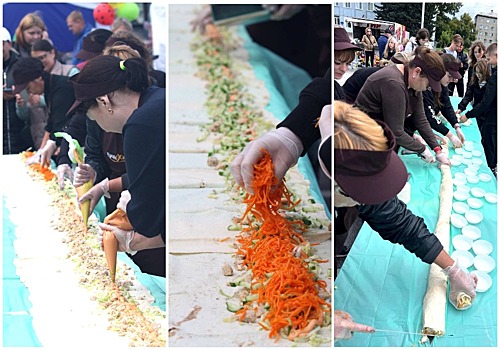 В День города в Бердске приготовили шаурму длиной 7,5 метра