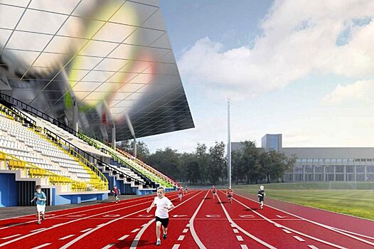 Работы по остеклению фасадов на стадионе «Москвич» завершены