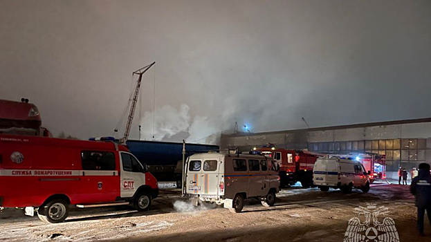 Ночью в саратовском техцентре 10 пожарных расчетов тушили гараж с автобусом