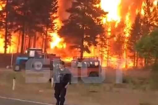 Shot: федеральную трассу Чита — Забайкальск перекрыли из-за сильного пожара