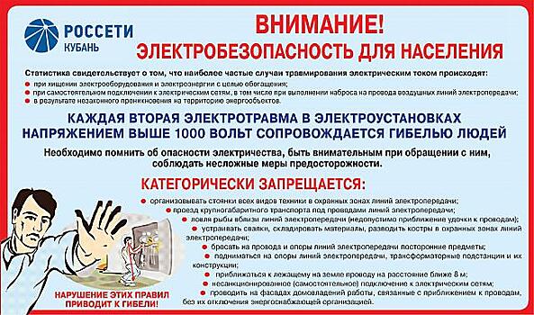 Краснодарский филиал компании «Россети Кубань» призывает соблюдать мер безопасности в охранных зонах ЛЭП