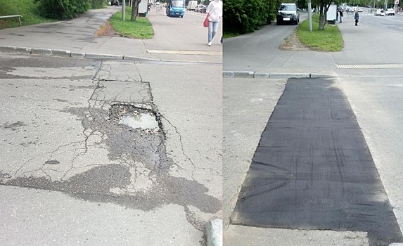 На Введенского заделали яму