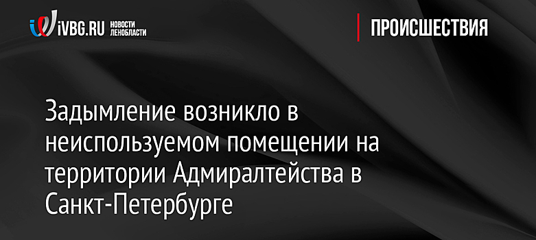 Задымление возникло в неиспользуемом помещении на территории Адмиралтейства в Санкт-Петербурге