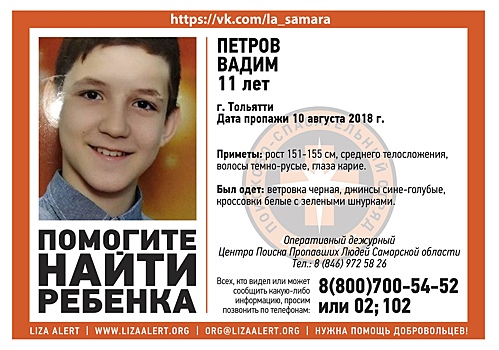 В Тольятти ищут пропавшего 11-летнего мальчика