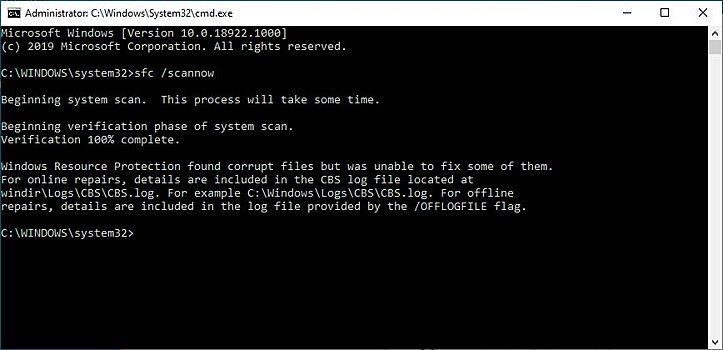 Обновления для Windows Defender вызвали сбой в работе sfc /scannow