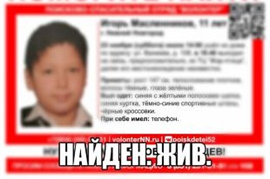 Пропавший в Нижнем Новгороде 11-летний мальчик найден