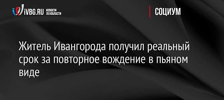 Житель Ивангорода получил реальный срок за повторное вождение в пьяном виде