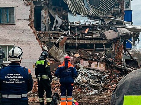 Людей нет под завалами обрушившегося подъезда дома в Тульской области