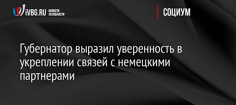 Губернатор выразил уверенность в укреплении связей с немецкими партнерами