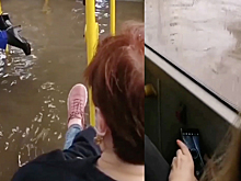 Жители Красноярска сняли на видео затопленный салон пассажирского автобуса