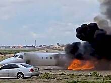 Загоревшийся в Африке самолет с министром попал на видео