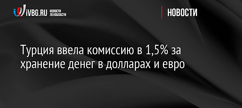 Турция с начала года вводит комиссию на хранение денег в банках в долларах и евро