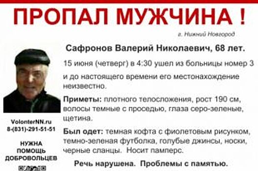 Пропавший в Нижнем Новгороде Валерий Сафронов найден живым