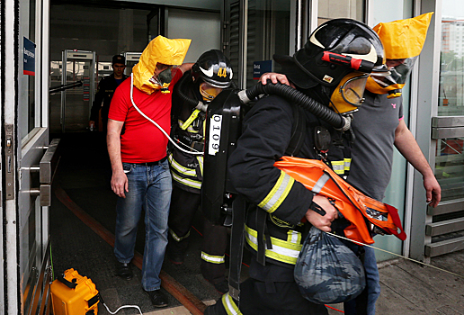 Во время пожарно-тактических учений МЧС РФ на Курском вокзале