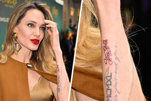 Актриса Анджелина Джоли вышла в свет с новой татуировкой
