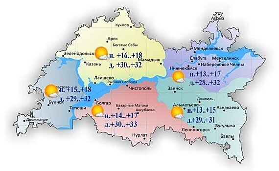 Сегодня в Татарстане ожидается до +33 градусов