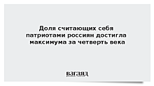 Доля считающих себя патриотами россиян достигла максимума за четверть века