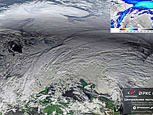 Роскосмос показал снимок надвигающегося на Москву циклона