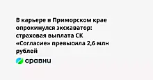 В карьере в Приморском крае опрокинулся экскаватор: страховая выплата СК «Согласие» превысила 2,6 млн рублей