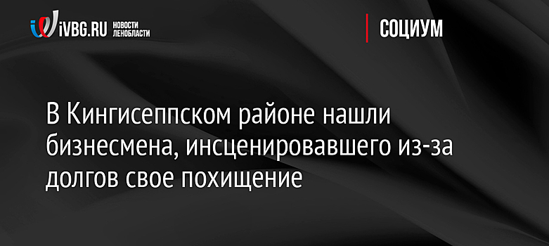 В Кингисеппском районе нашли бизнесмена, инсценировавшего из-за долгов свое похищение