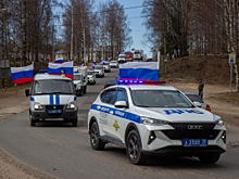 В Вологодской области полицейские провели патриотический автопробег специализированного транспорта
