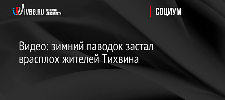 Видео: зимний паводок застал врасплох жителей Тихвина