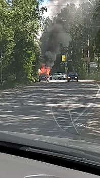 Бесхозная российская легковушка сгорела в Васкелово