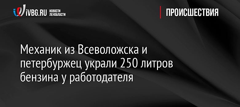 Механик из Всеволожска и петербуржец украли 250 литров бензина у работодателя
