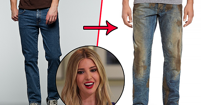 Такая странная мода: джинсы с "грязным" принтом от Иванки Трамп за $425